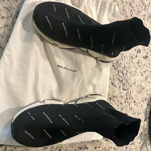 Balenciaga Speed Trainer Logo Print B&W